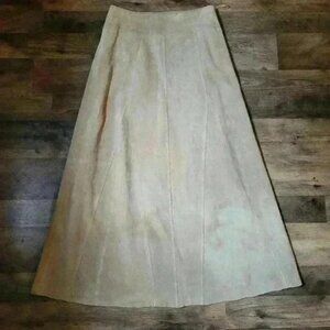 Valerie Stevens 100% Leather Maxi Flare Camel Skirt Size 8